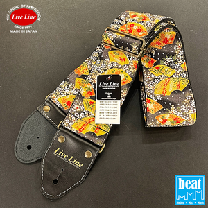 Live Line - 70mm Width Bass Straps - Japanese Crepe style Fabric Series - Japanese Traditional Fans [LSB48OG]