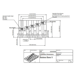 Allparts - Leo Quan® Badass V™ 5-String Bass Bridge - Grooved Saddles [BB-3345]